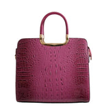 Purple and Gold Leather Croc Handbag