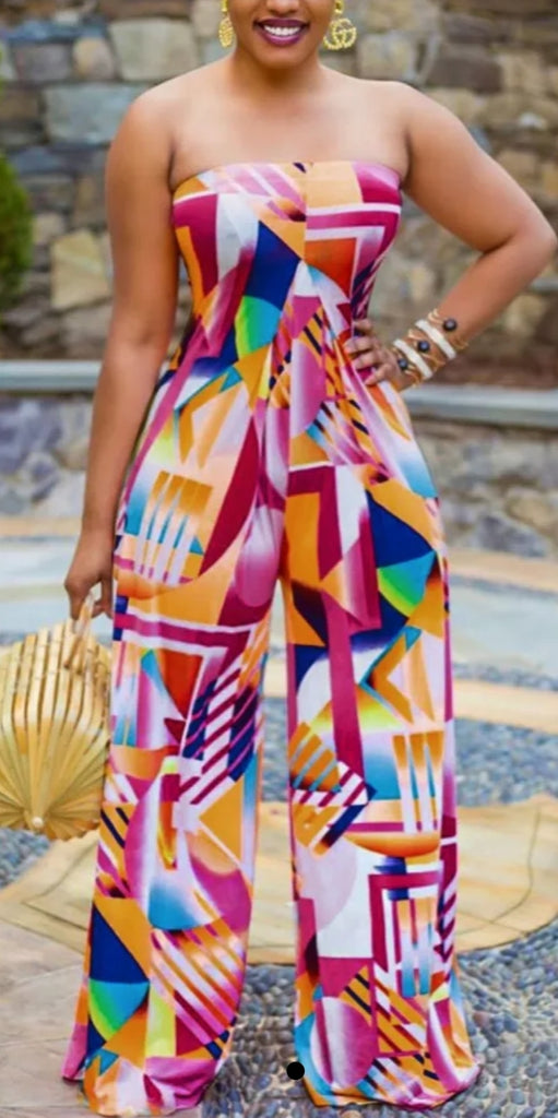 Abstract Colors Sleeveless Romper