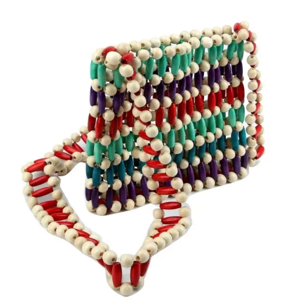 Multi Color Wooden Bead Crossbody Bag