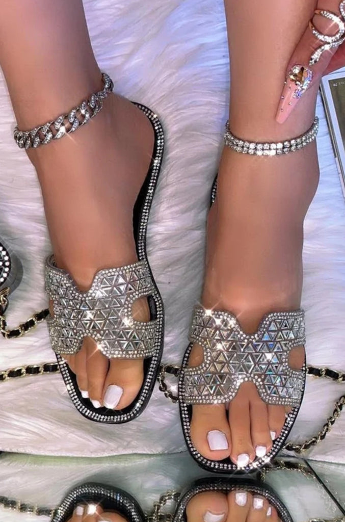Black and Silver Jelly Sandal